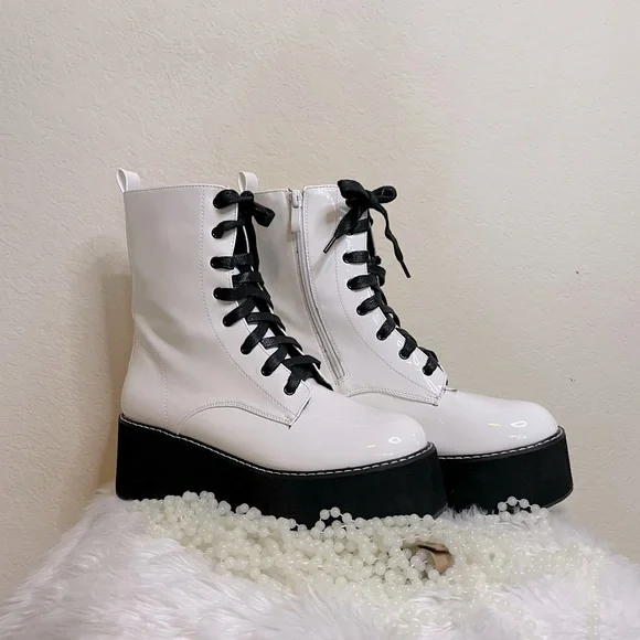 NASTY GAL Faux Leather Platform Boots